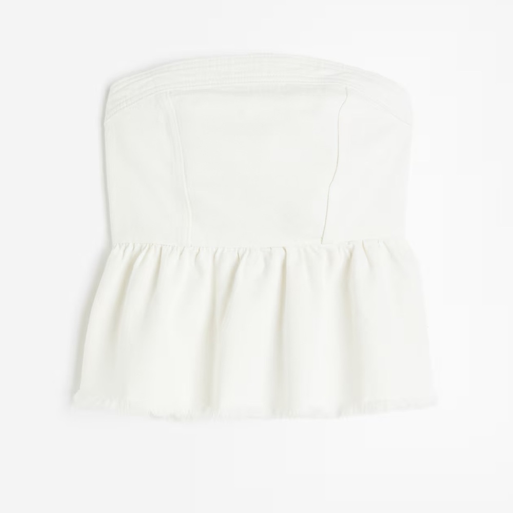 White Strapless Peplum Top